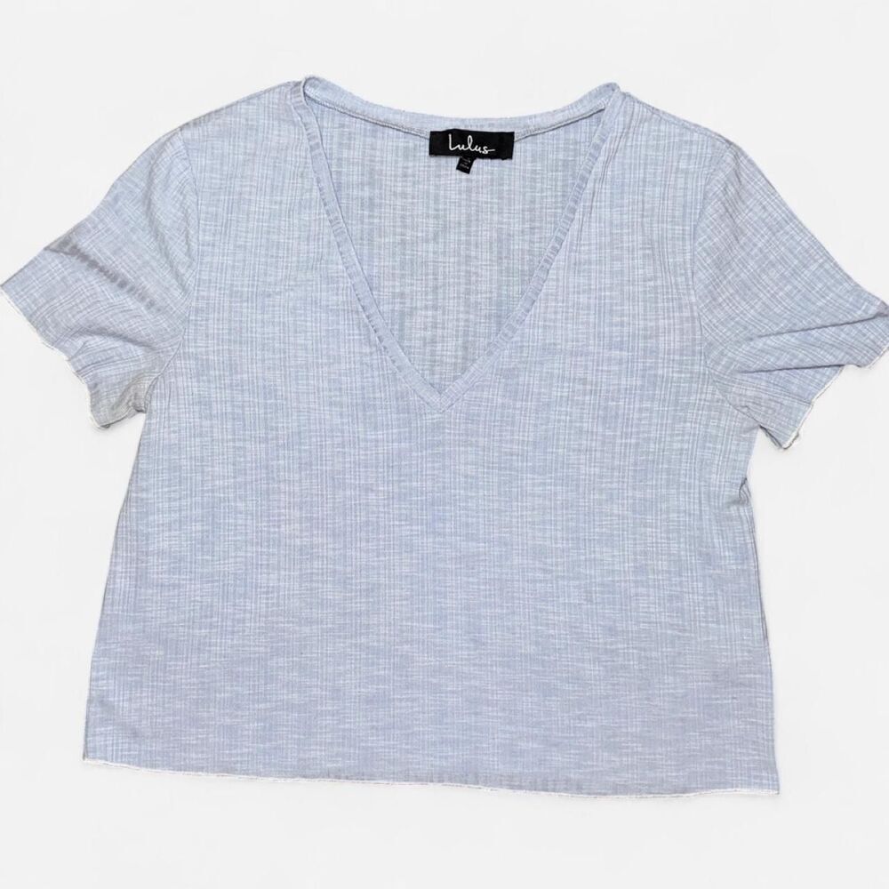 Lulus' Powder Blue Short Sleeve Cropped V-Neck Tank